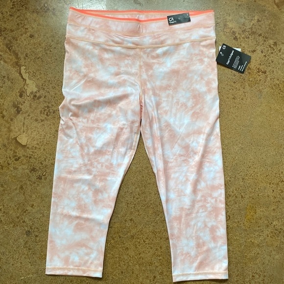 GAPFIT peach and white tie dye‎ capri length High Waist tight Leggings - Picture 1 of 6